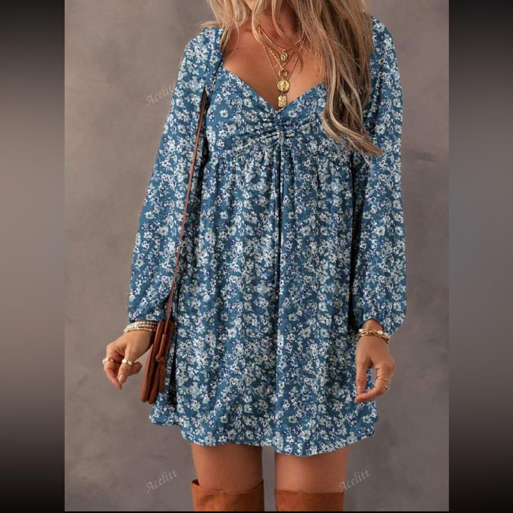 Floral Blue Dress